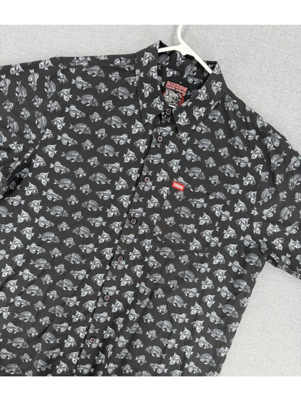Dixxon Fish Bonez Party Shirt Mens 2XL Fish AOP Grunge Button